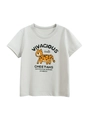 Kinder t-shirt met korte mouwen lichtgrijs met schattige cartoon cheetah grafische print - 90cm / Lichtgrijs