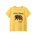 T-shirt per bambini in cotone giallo acceso con motivo orso bruno e stampa Active Braves - 90cm / Giallo