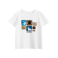 T-shirt bianca da bambino in cotone con sagome di animali colorate e stampe grafiche - Bianco Sporco / 90cm