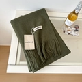 Deep green wool scarf with fringe detail and minimalist tag in a stylish layout - 175cm+ / Army Green