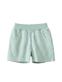 Boys mint green cotton shorts with white leaf print and elastic ribbed waistband - Waterfall Green / 90