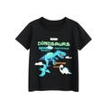 Schwarzes Kinder-T-Shirt aus Baumwolle mit bunten Dinosaurier-Prints und Rundhals - 90cm / Schwarz