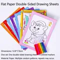 Kids coloring book set with cute cartoon cat patterns and 6 vibrant color markers - 6 Color Marker Set
