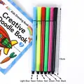 Set of 6 colorful triangular watercolor pens in transparent pouch, 15cm length - Hexagonal Barrel Six Assorted Colors