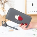 Blue long leather wallet for women with heart detail and Forever Young print - Gray