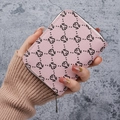 Piccolo portafoglio rosa in pelle da donna con stampa cigno e zip in argento - Rosa