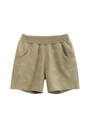 Boys khaki casual cotton shorts with letter print and elastic waistband for summer - 90 / Dark Khaki