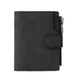 Vintage short black wallet for women with matte texture leather and zipper pocket - Black