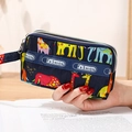Mini pochette en nylon bleu marine avec imprimé girafe et triple fermeture éclair - Éléphant
