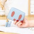 Light blue rabbit small wallet with leather tassel and bunny charm detail - Blue