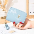 Light blue compact women wallet with floral metal hardware and stylish tassel detail - Blue