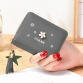 Mini portefeuille gris en cuir PU avec motif floral, gland étoile et zip doré - Gris