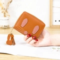 Brown rabbit style coin purse for women with tassel zipper and cute bunny charm - Brown