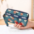 Mini pochette florale sarcelle à trois fermetures éclair avec dragonne mode - Fleur