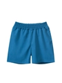 Kids quick-dry casual beach shorts in navy blue with elastic waistband for summer - Medium Blue & White