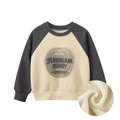 Kids' beige raglan sweatshirt with grey sleeves and warm fleece lining - 90 / Apricot/Dark Grey