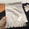 Light gray baby velvet scarf with tassels, soft thick cashmere feel pashmina for winter - Shrimp Color