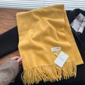 Ginger yellow soft cashmere-feel scarf with long fringe detail and thick winter fabric - Mango Yellow