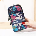 Waterproof floral phone pouch with three zippers and dark blue floral pattern - Blue Multi-color Floral (15)
