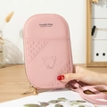 Borsa a tracolla rosa in pelle PU per cellulare con ricamo a orsetto e cerniere d'oro - Rosa Pesca