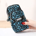 Three-layer zippered mobile phone pouch with blue polka dots and fashion logo - Blue Polka Dots (19)