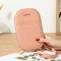 Pink heart-quilted crossbody phone bag for women with double zipper closure - Warm Pink