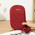 Elegant red cell phone bag with heart quilted pattern and gold hardware accents - Burgundy