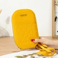 Chic yellow heart-quilted crossbody cell phone bag with gold zipper and leather strap - Yellow