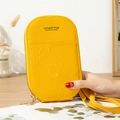 Bright yellow crossbody phone bag with cute bear embroidery and dual zippers for women - Yellow