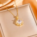 Elegantes Goldketten-Set mit quadratischem Zirkonia-Anhänger und funkelndem Halo-Effekt - Gold Quadrat Zirkonia Halskette