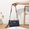 Bolso bandolera azul oscuro con textura lichi y cierre de metal dorado para mujer - Azul marino