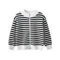 Klassiek zwart-wit gestreept gebreid vest met ritssluiting en geribde boorden - Tops / Zwart-witte Strepen / 90cm