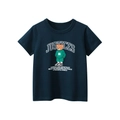 Donkerblauwe jongens t-shirt met schattige beer print en justice motiverende tekst - Koninklijk blauw / 90cm