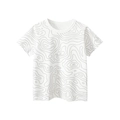 Jongens T-shirt met korte mouwen, grijze topografische print en een geribbelde hals - 100cm / Gebroken wit / Lijnen
