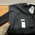 Deep gray baby fleece scarf with tassels featuring a thick and soft cashmere-like texture - Graphite Grey