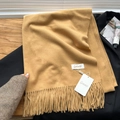 Thick camel yellow tassel scarf with baby fleece texture and soft cashmere feel - Camel