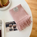 Solid light pink 100% wool scarf featuring elegant tassels and soft premium texture - Dusky Pink