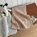 Knitted scarf in oatmeal beige with dog embroidery and Lucky Pipiegg logo detail - Scarf / Khaki