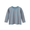 Toddler long sleeve t-shirt with classic blue and orange horizontal stripes - 90cm / Grey Blue/Orange Stripes(XLC3300)