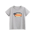 Grau meliertes Baumwoll-T-Shirt für Kinder mit kreativem Hotdog-Cartoon-Aufdruck - Meliertes Grau / 90cm