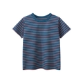 Short-sleeved cotton T-shirt for boys with blue and orange horizontal stripes - Royal Blue & Red Striped / 90cm