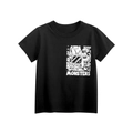 Kids black cotton T-shirt with white cartoon monster print and Monsters text - 90cm / Black
