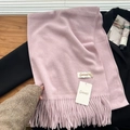 Soft dusty pink winter scarf with fringes and baby cashmere texture for warmth - Seafoam Purple
