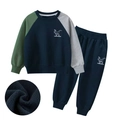 Fleece lined toddler dinosaur set in navy blue with green and grey sleeves - 120cm / Royal Blue (Fleece)