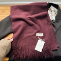Deep burgundy solid color scarf with tassels made of soft baby cashmere feel fabric - Bordeaux