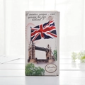 Portefeuille long style rétro britannique avec Union Jack et pont de Londres - Drapeau et Tour Eiffel