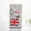 Portefeuille long en cuir PU au style rétro avec imprimés papillon et timbres London - Drapeau Britannique