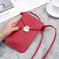 Bolso bandolera rojo de cuero PU para móvil con hebilla dorada y ventana táctil - Rojo