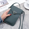 Borsa a tracolla minimalista verde scuro in pelle PU con fibbia a cuore - Verde