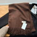 Deep brown long winter scarf with fringe detail and soft baby cashmere texture - Reddish Brown